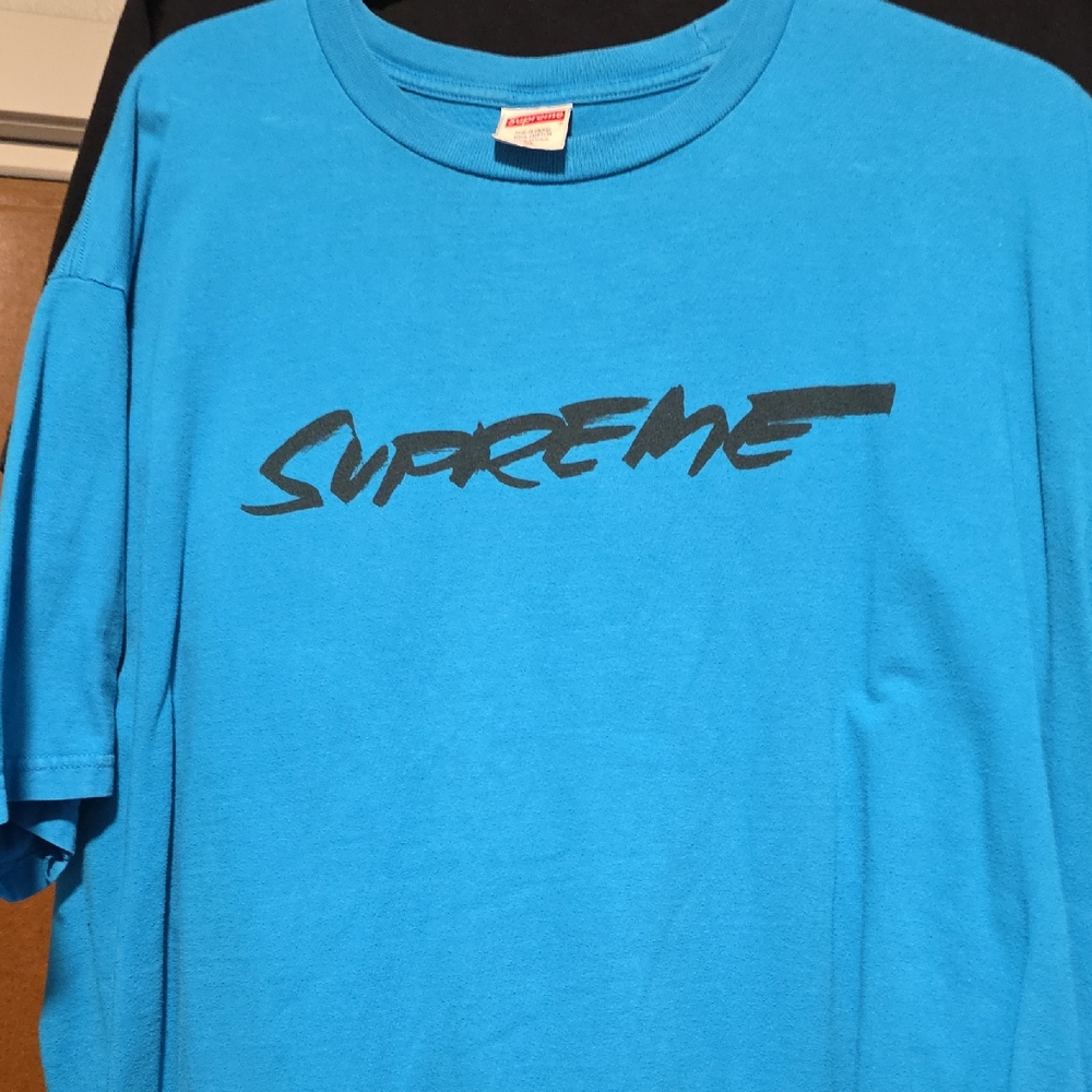 Supreme Black Logo on Blue Tee